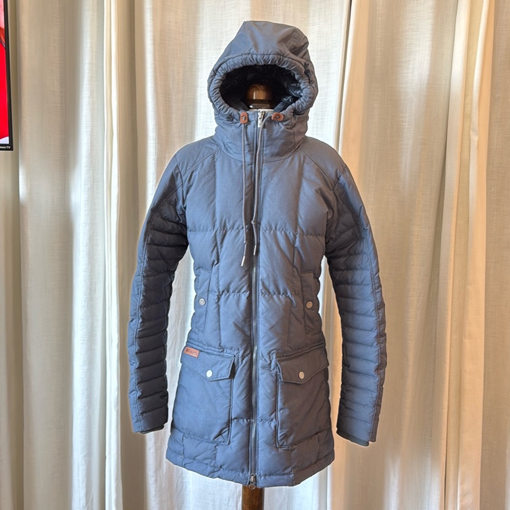 Columbia Omni heat winter jacket with leather details.